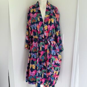 Multicolor Butterfly Cabernet polyester sleepwear size 1 X, front pocket